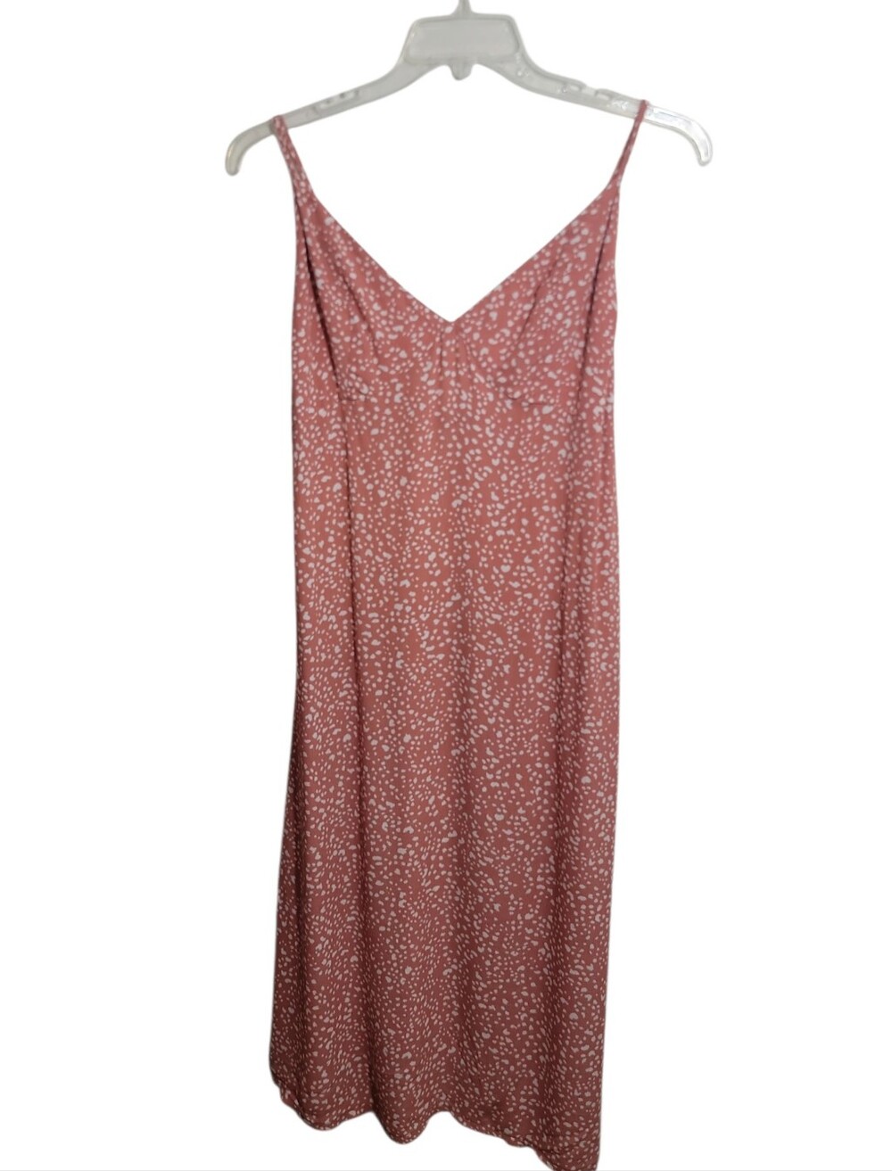 Cotton On pink white print slip midi dress women's XL v neck spaghette strap